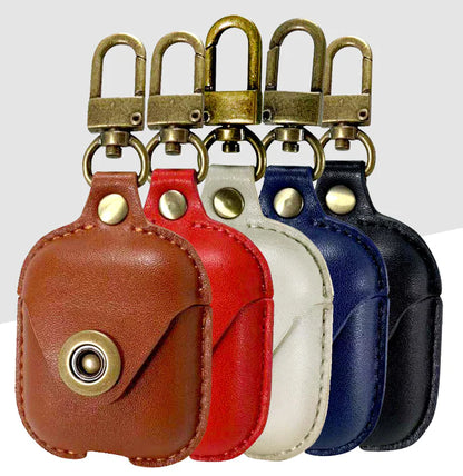 Premium Leather AirPods Holster Case – Stylish Protective Clamshell Cover (Brown, Red, Blue, Black)