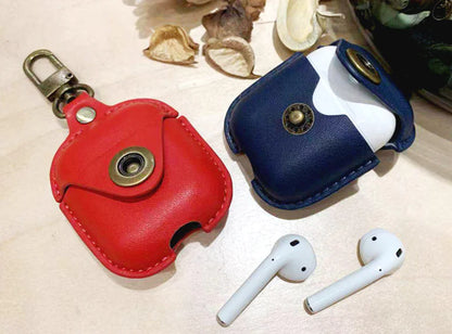 Premium Leather AirPods Holster Case – Stylish Protective Clamshell Cover (Brown, Red, Blue, Black)
